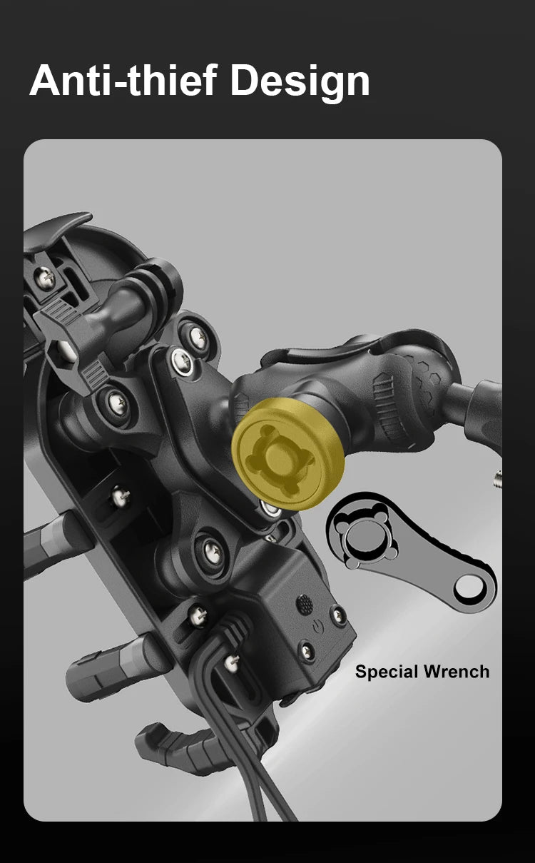 Motorcycle Phone Holder & Fast Charger - Wireless, USB, Type C | Shockproof Bike Mount