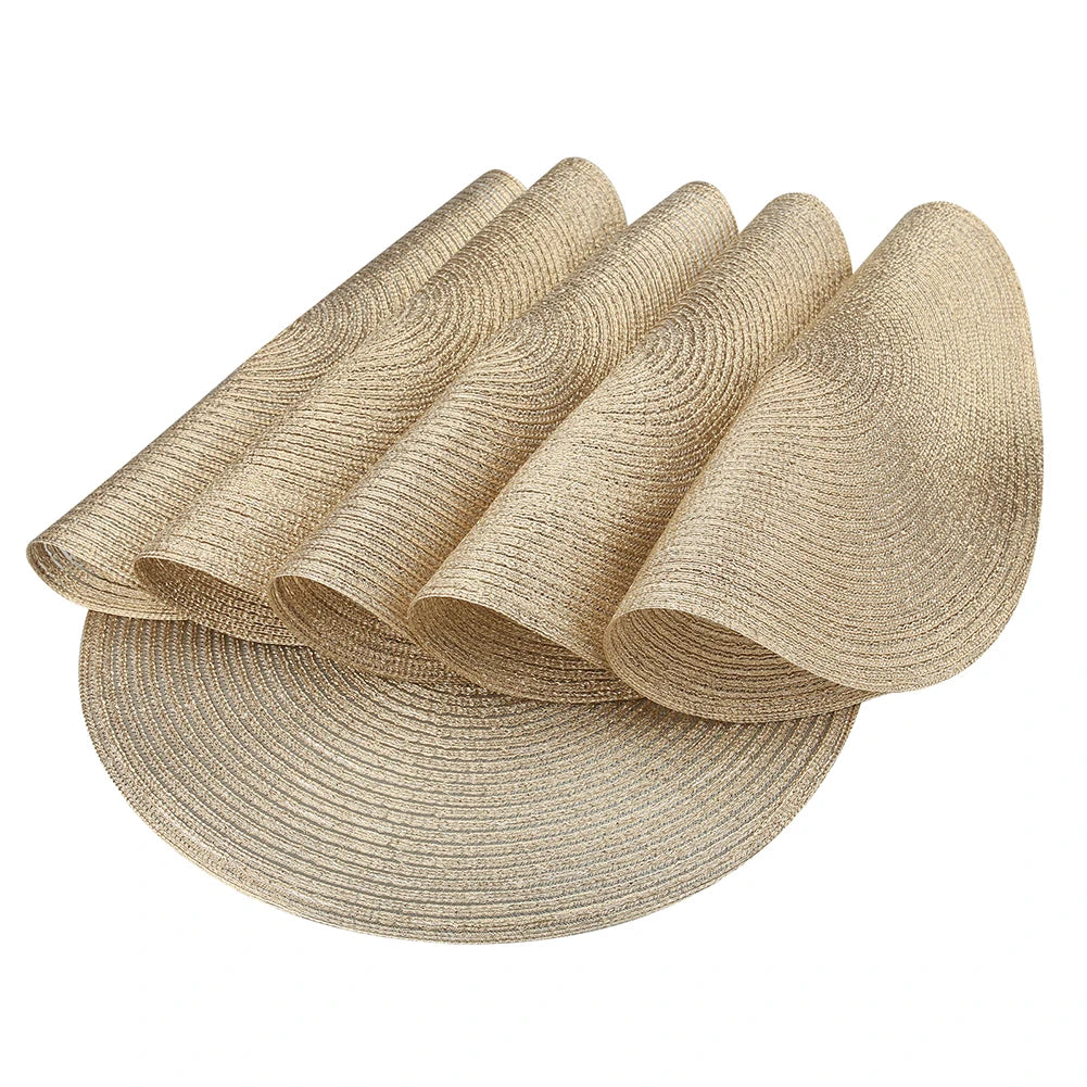 Elegant Round Braided Washable Placemats - Set of 6