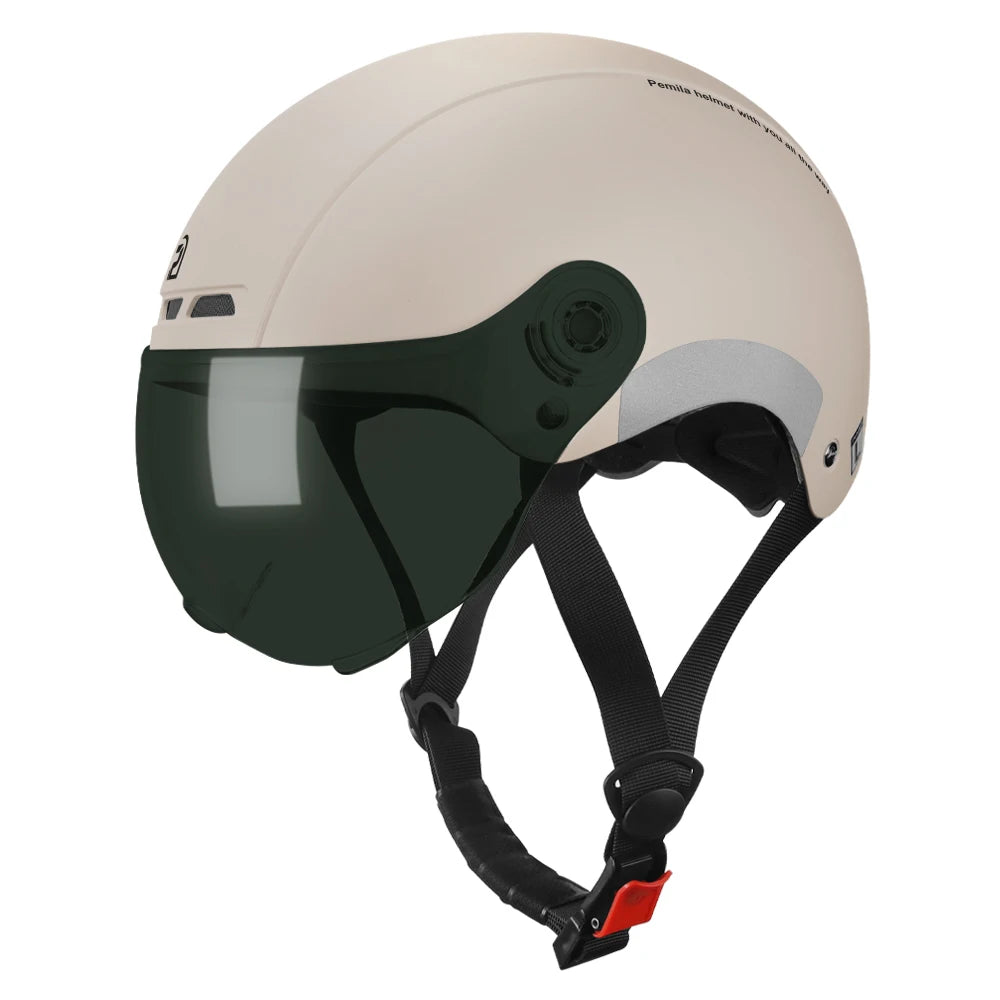 PEMILA Cycling Helmet with Goggles, Ear Protection & Reflective Safety - Adult MTB Road E-Bike