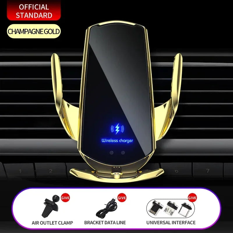 VIKEFON 15W Magnetic Wireless Car Charger & Auto Phone Mount - Fast Charging