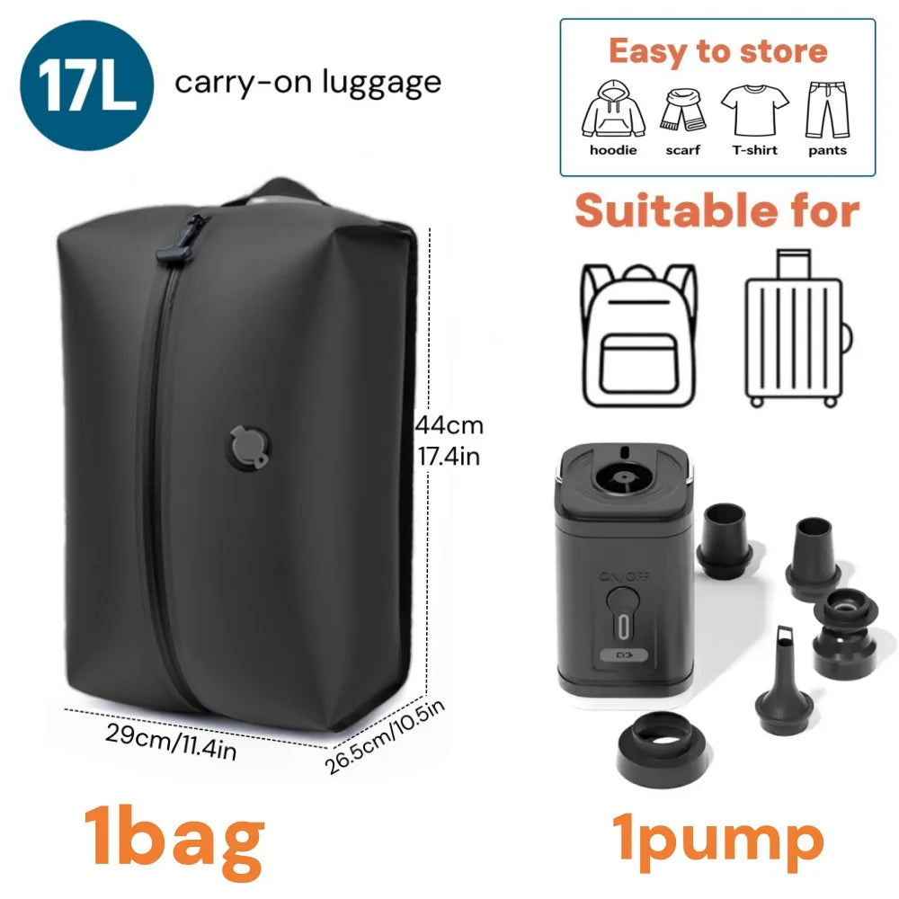 Vabena IP67 Waterproof Travel Vacuum Storage Bags - Compression Packing Cubes 17L/34L