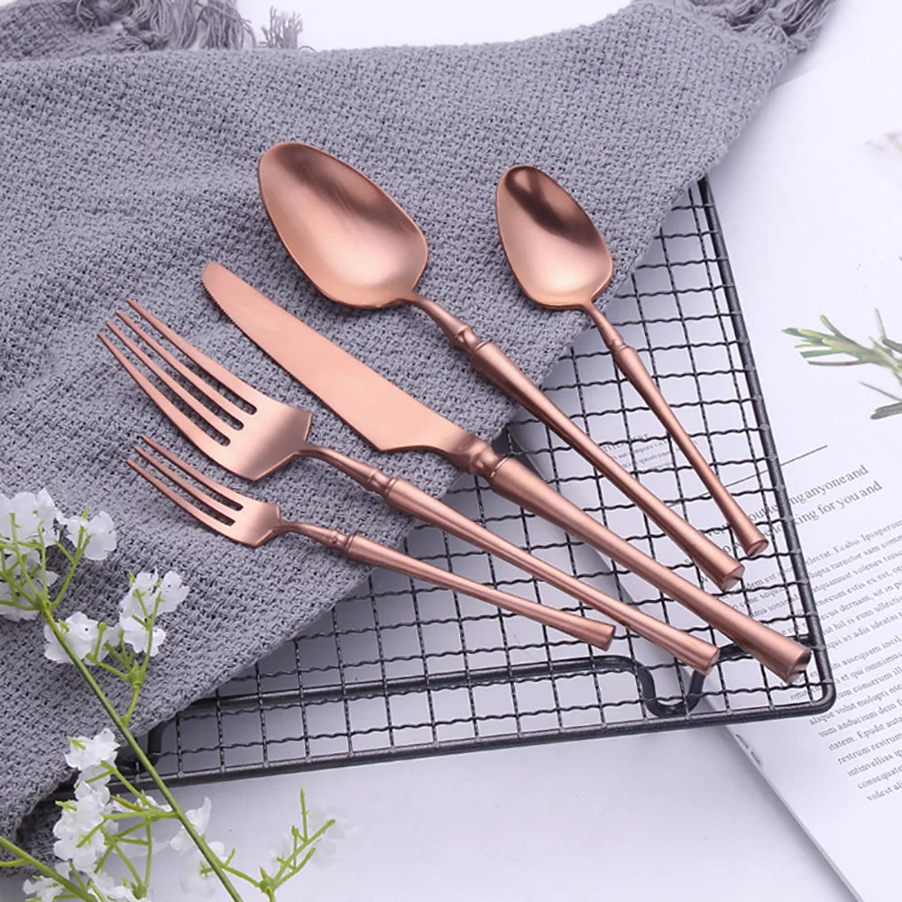 Luxury Gold Cutlery Set - Stainless Steel Dinnerware Flatware (10-30 Pcs)