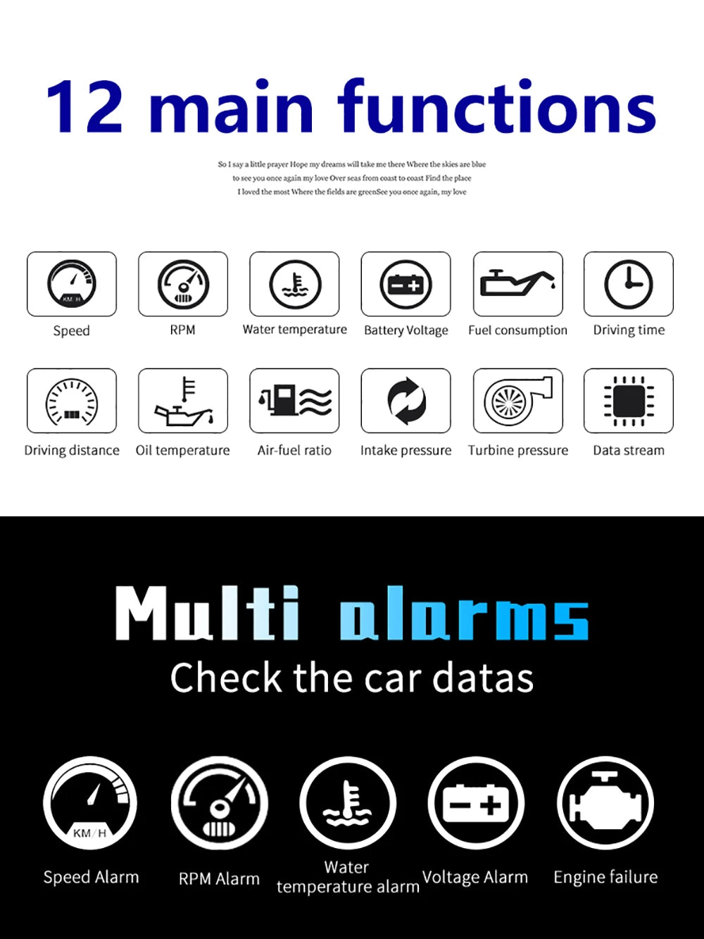 P10 PRO OBD2 Head Up Display - Smart Digital Meter Speedometer
