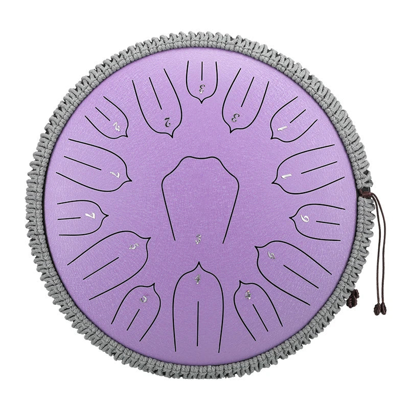 Hluru 13-inch Steel Tongue Drum - 15 Notes D Tone Glucophone Ethereal Percussion