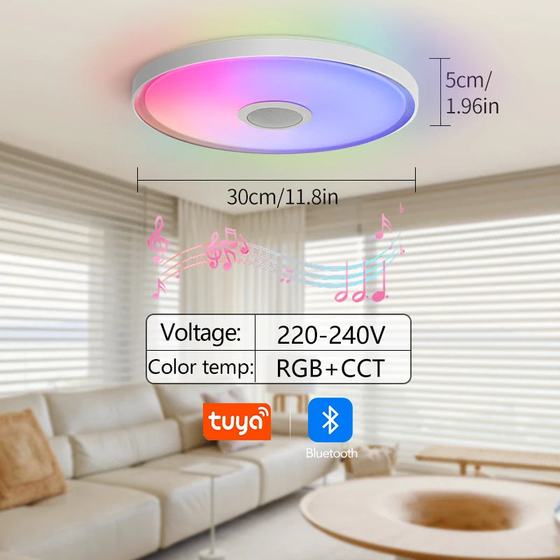 LED Smart RGB Ceiling Lamp with Speaker - App Control & Dimmable