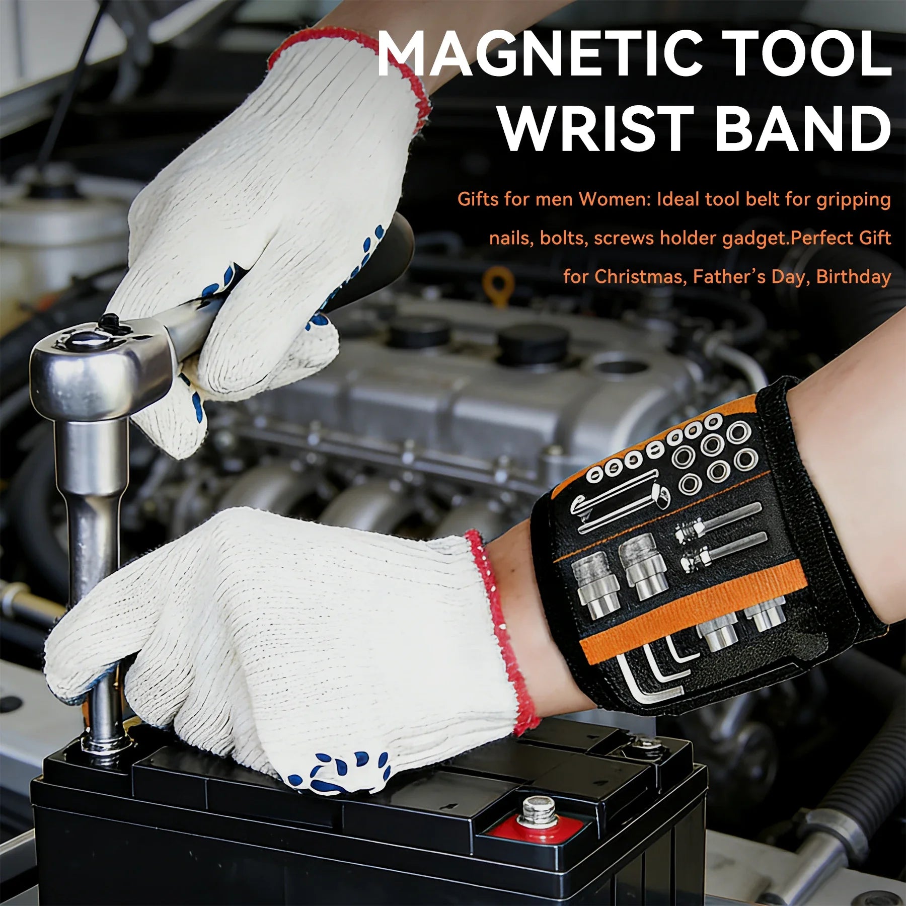 Vabena Magnetic Wristband - 1680D Polyester Tool Holder with 15 Magnets