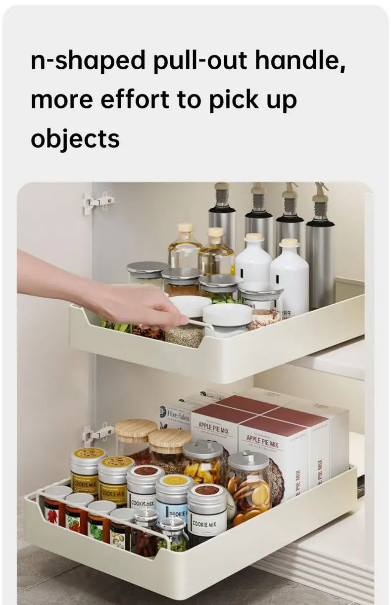 Kitchen Cabinet Pull-Out Drawer Organizer - Spice Rack & Storage Tray