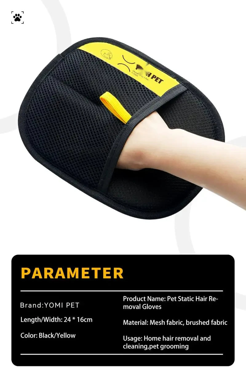 Pet Hair Removal Glove | Two-Way Electrostatic Brush for Cats, Dogs, Furniture & Clothes