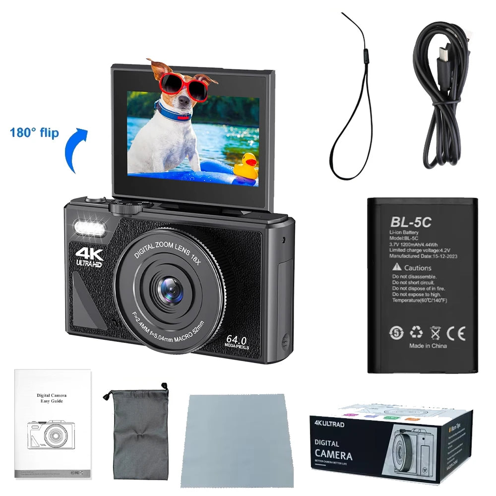 Ourlife AC600 4K 64MP Digital Vlogging Camera