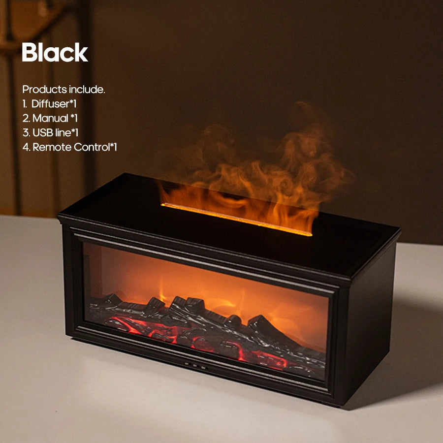 Simulated Fireplace Flame Diffuser & Humidifier with Essential Oils