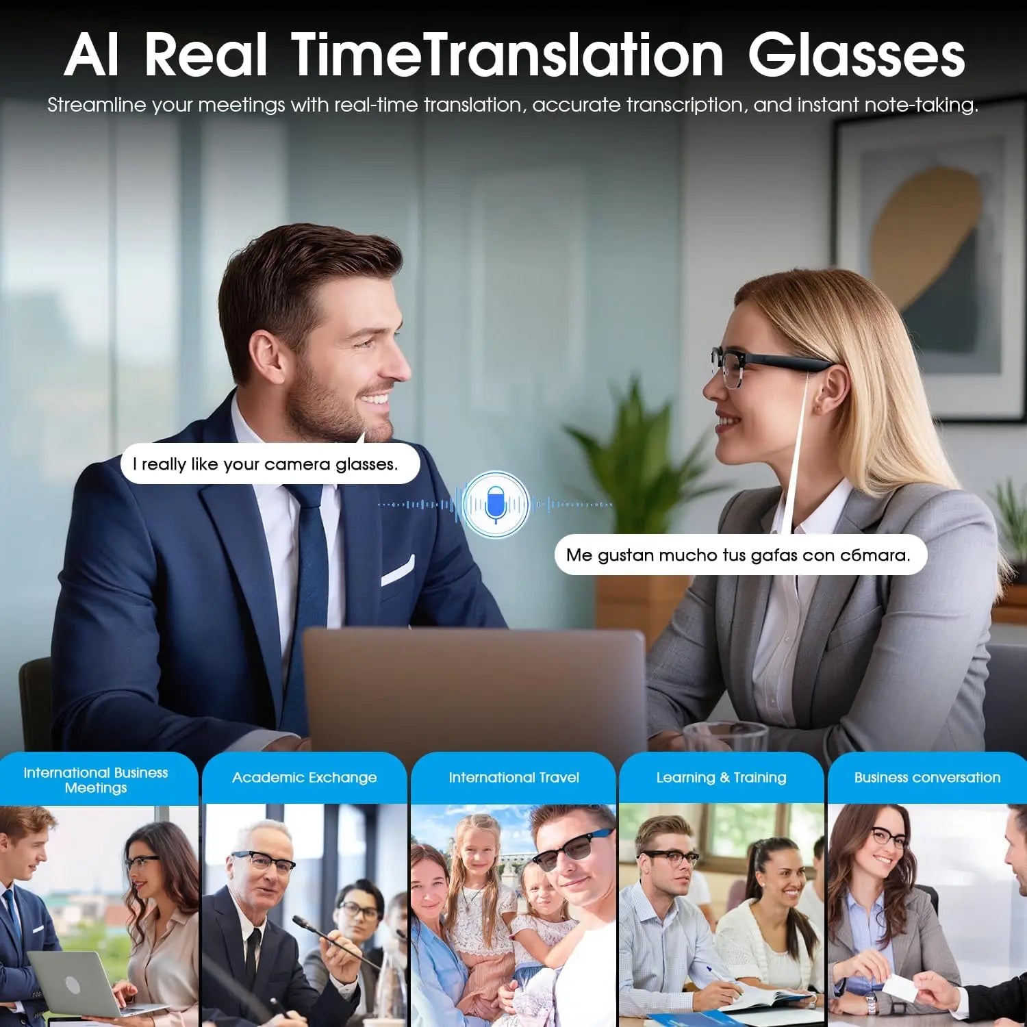 Vabena 2026 Smart Camera Glasses for Men - 800W, AI, Video & Translation