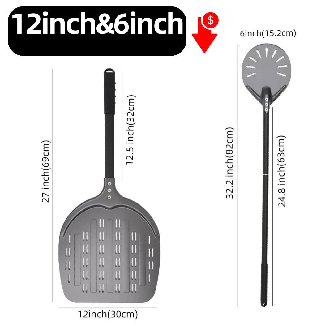 6-14 Inch Hard Anodized Aluminum Pizza Peel – Durable Oven Spatula & Bread Paddle