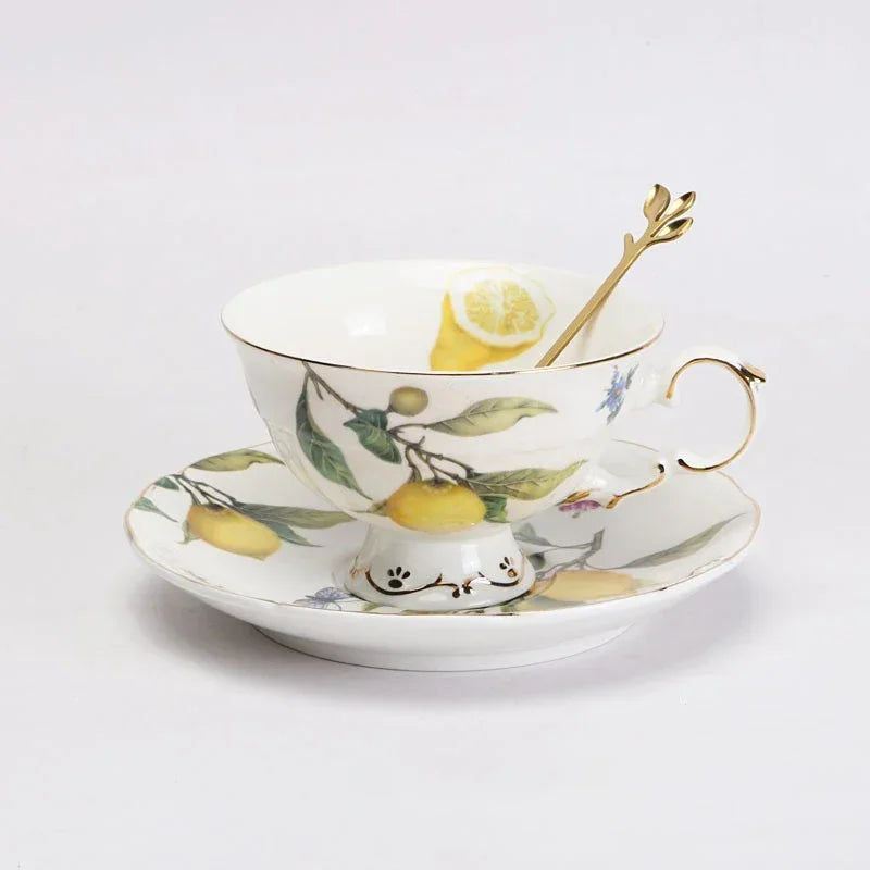 Elegant Lemon Ceramic Dining Set & Coffee Cups - Premium Dinnerware