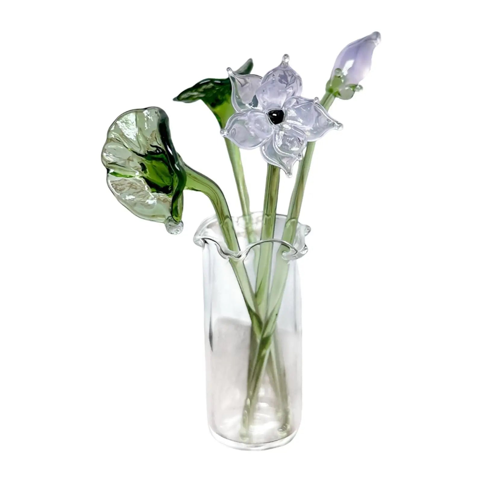 Glass Flower Bouquet with Vase - Everlasting Artificial Flowers for Girlfriend, Birthday, Wedding