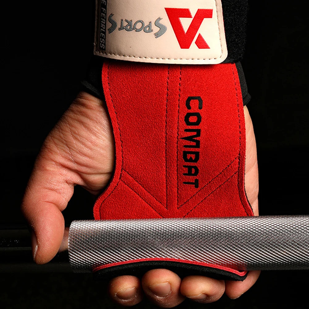 Professional Cowhide Gym Grips - Anti-Skid Weightlifting Pads