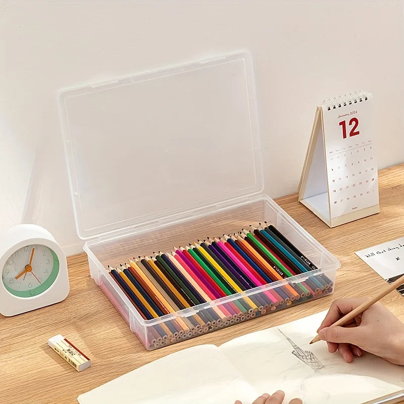 Large Transparent Pencil Case - Notebook & Marker Storage for School