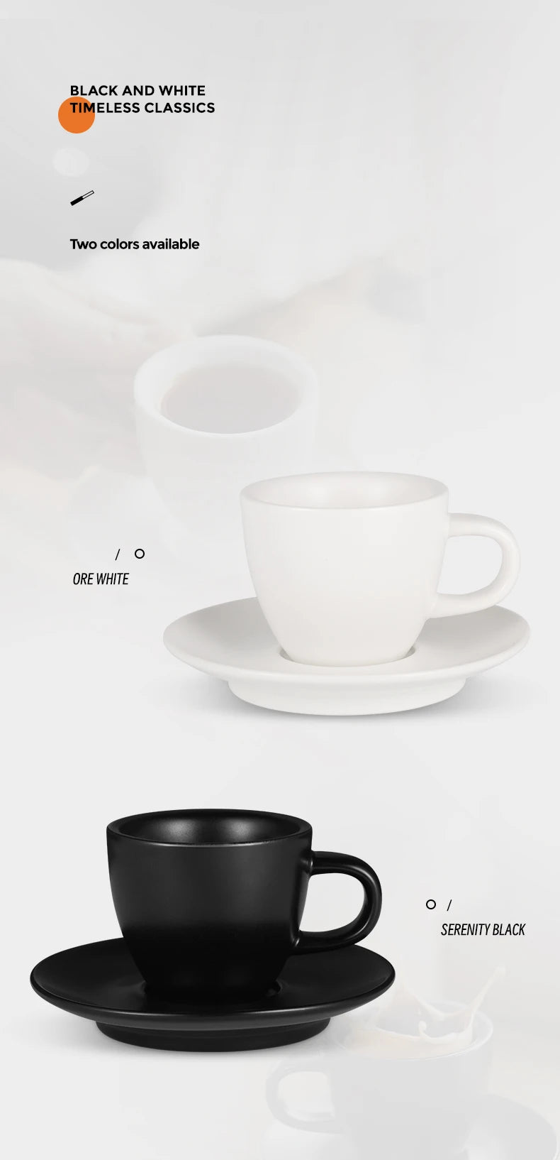 MHW-3BOMBER 80ml Ceramic Espresso Mug & Saucer for Latte Art