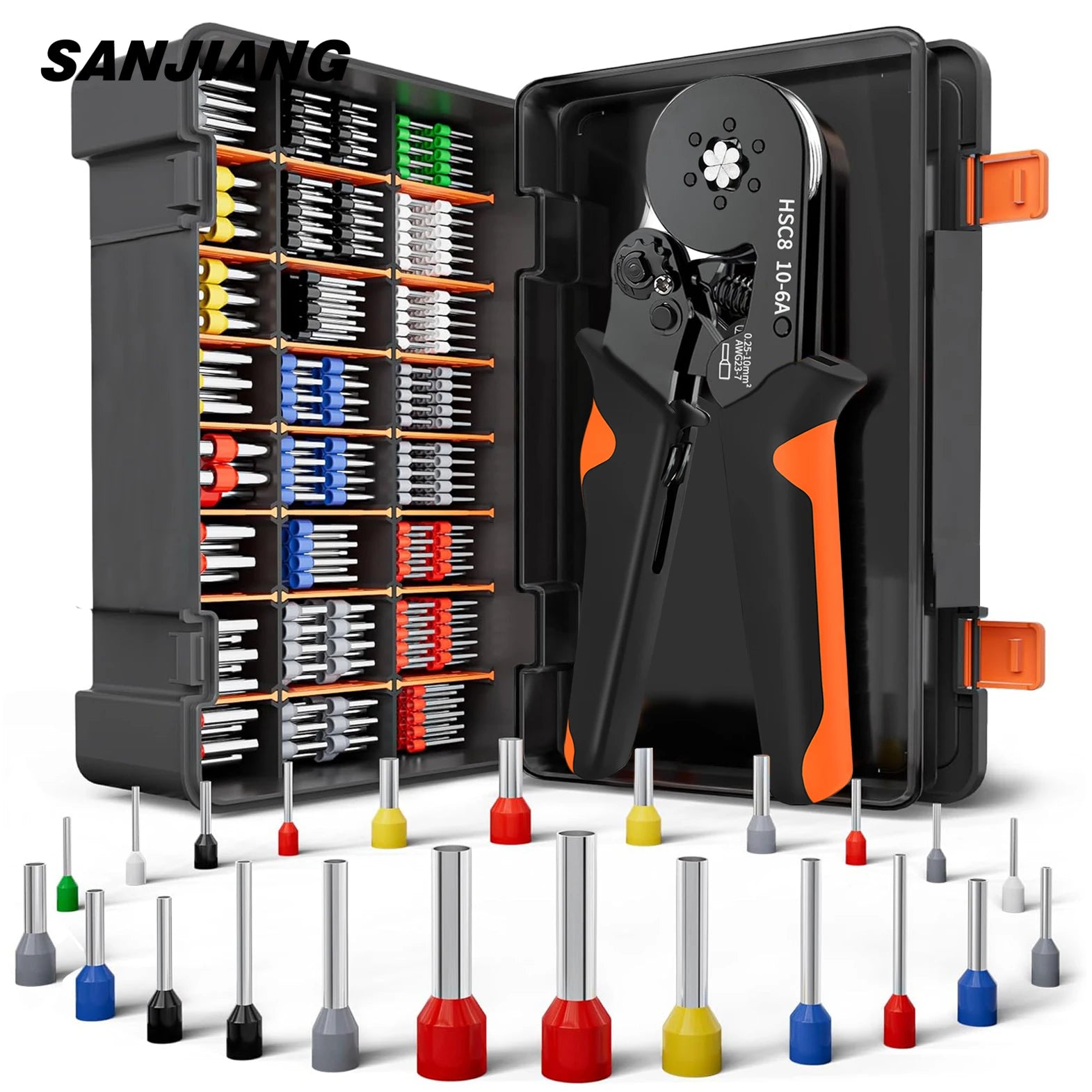 Hexagonal Self-Adjustable Ratchet Ferrule Crimping Tool Kit 23-7AWG | Precision Electrical Connectors