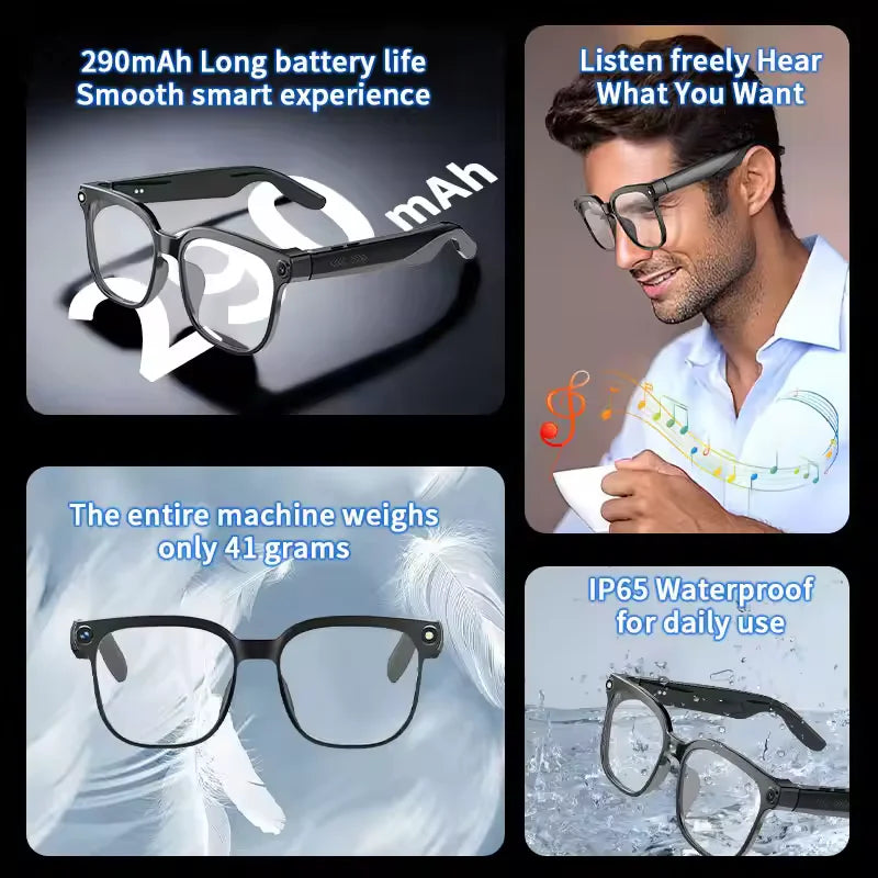 GUHUAVMI 800W HD Camera Glasses for Men - Hands-Free Translator & Video
