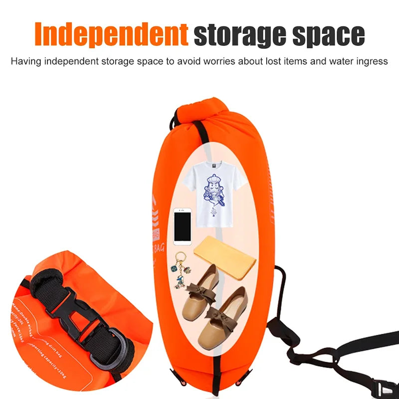 20L Inflatable Open Water Swim Buoy Tow Bag with Double Airbags – Safety & Storage
