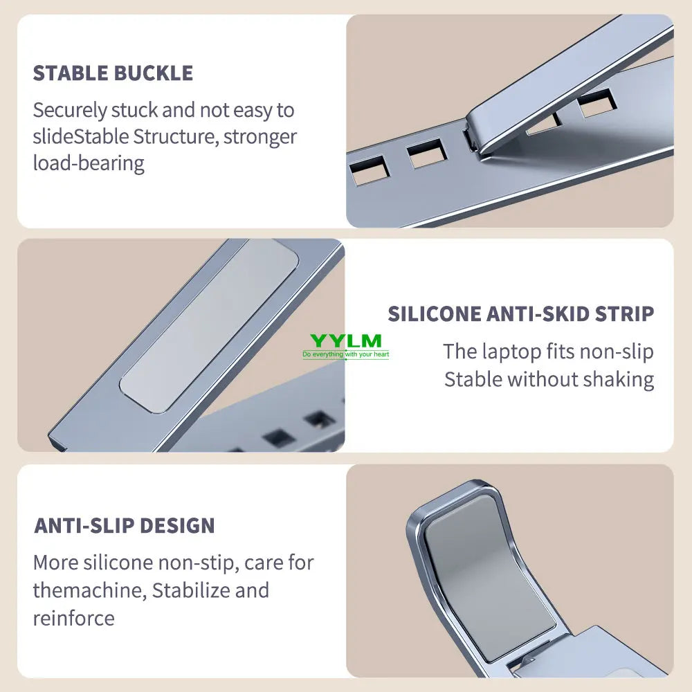 YYLMONE N8 Aluminum Ergonomic Laptop Stand - Portable & Adjustable