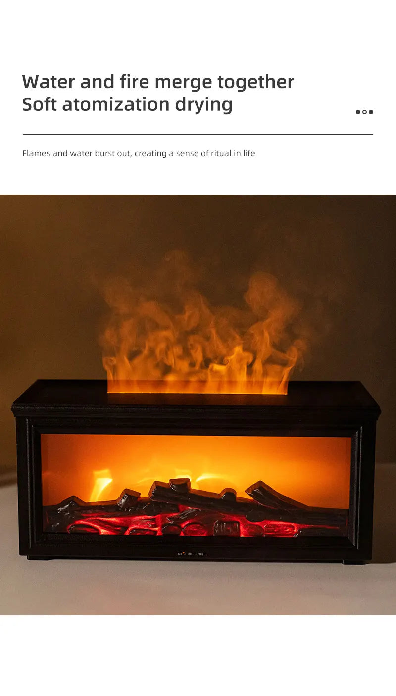 7-Color Mini Flame Diffuser & Humidifier | Essential Oil Fireplace Effect