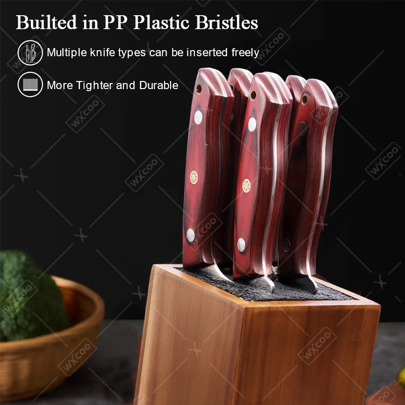 Acacia Wood Universal Knife Block - Space-Saving & Stylish Kitchen Organizer