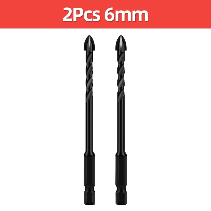 TOOLEYE Multifunction Cross Hex Drill Bit Set - Concrete, Tile, Glass, Metal