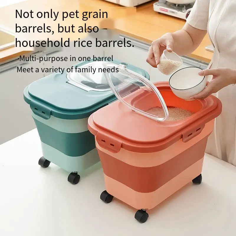 Airtight Collapsible Pet Food Storage Container - 13/33LB Dry Dog Cat Food Box