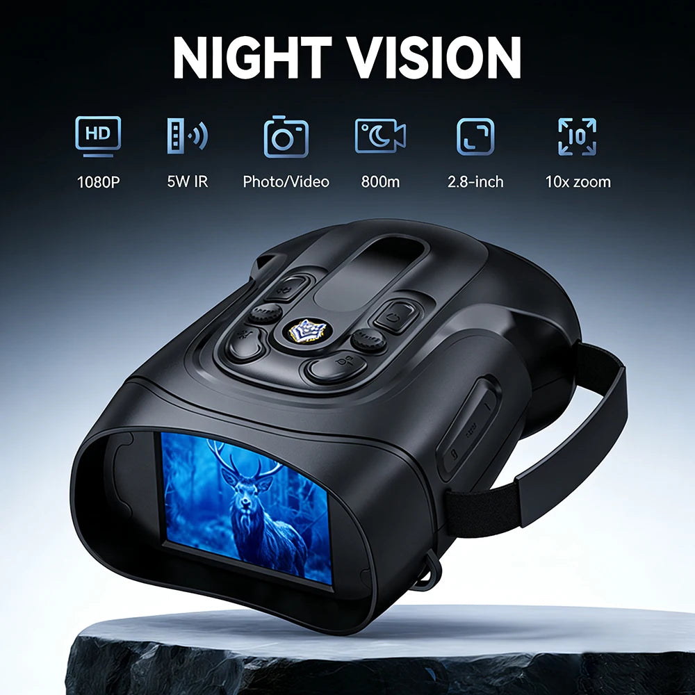 10X Digital Night Vision Binoculars Goggles - 5W IR 800M Full Dark Video