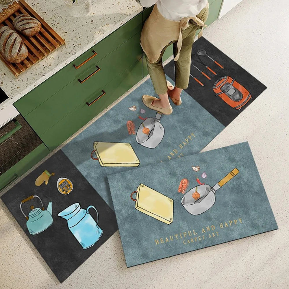 Non-Slip Crystal Velvet Kitchen Mat & Rugs for Living Room, Bedroom & Entryway