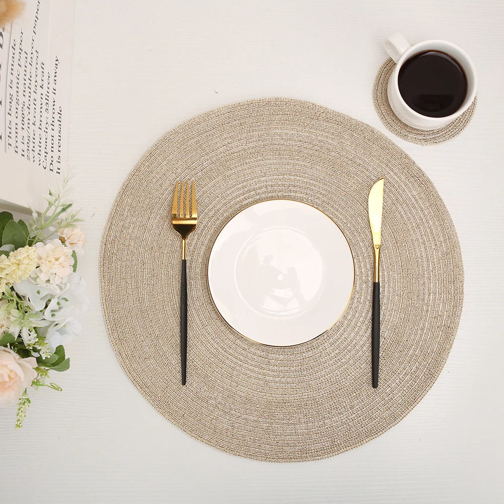Premium Round Braided Placemats - Set of 6 | Dining Table Decor