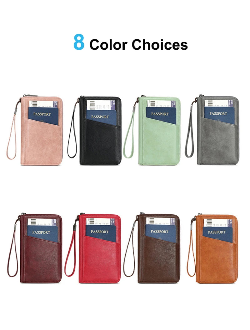 Travel Passport Wallet - RFID Anti-Theft PU Leather Organizer for Men & Women