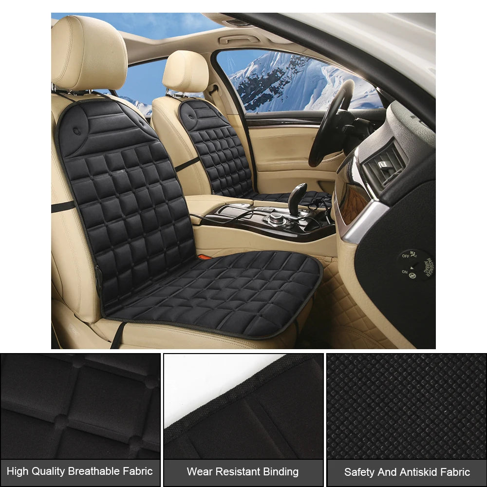 12V Universal Heated Car Seat Cushion Cover – Instant Winter Warmth