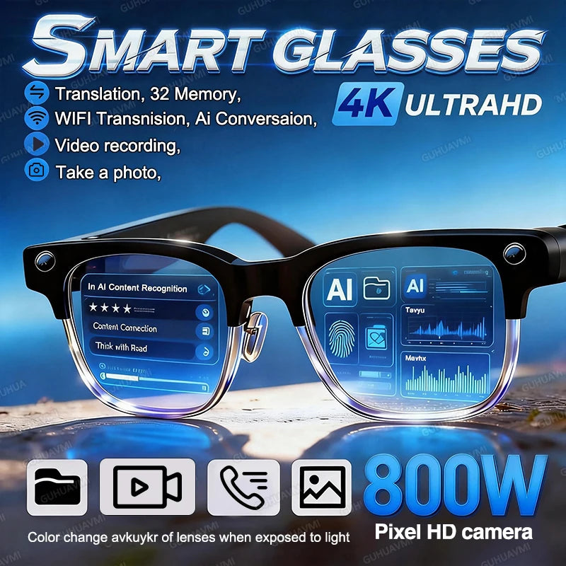 Vabena 2026 Smart Camera Glasses for Men - 800W, AI, Video & Translation
