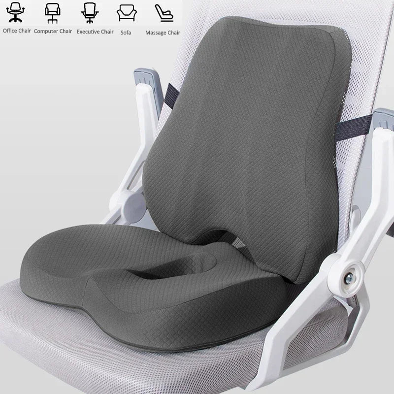 Orthopedic Memory Foam Seat & Back Support Set | Office & Car Comfort
