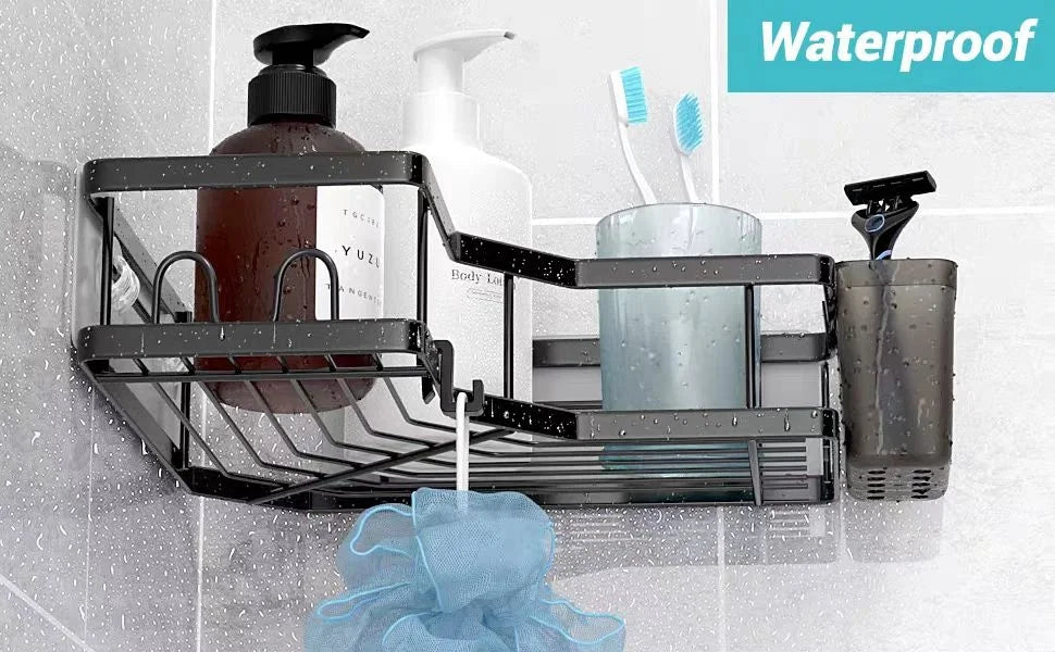 No Drilling Stainless Steel Corner Shelf - Double Layer Bathroom & Kitchen Storage