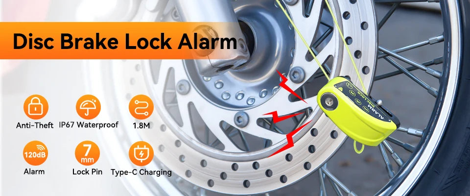 Extractme 110dB Motorcycle Alarm Disc Lock - Ultimate Waterproof Anti-Theft Security