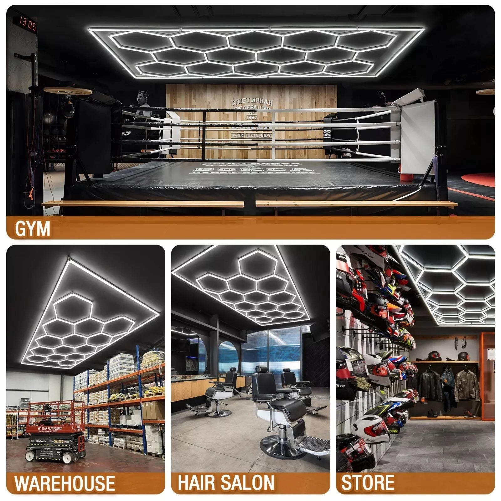 Garage Hexagon LED Light 50000H 6500K Ultra Bright