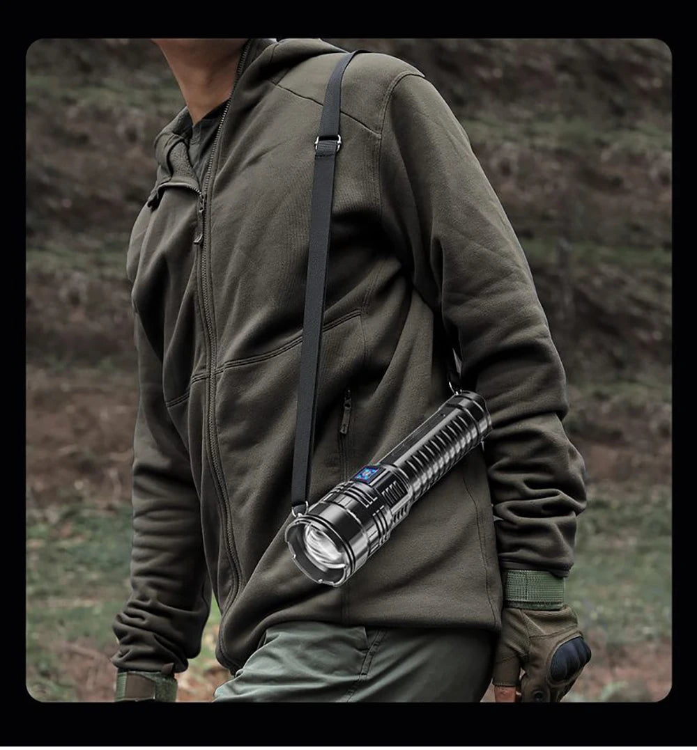 Vabena 10000LM 800W Tactical Flashlight - 4km Beam, Powerbank