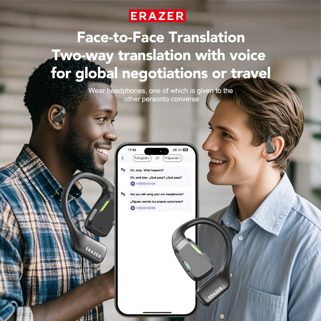 Erazer XP6 AI Translator Wireless Earbuds - Gaming Headset with App Equalizer