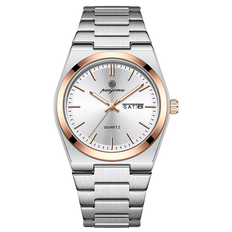 PAAZOMU Men's Chronograph Watch - Waterproof Stainless Steel Luminous Quartz