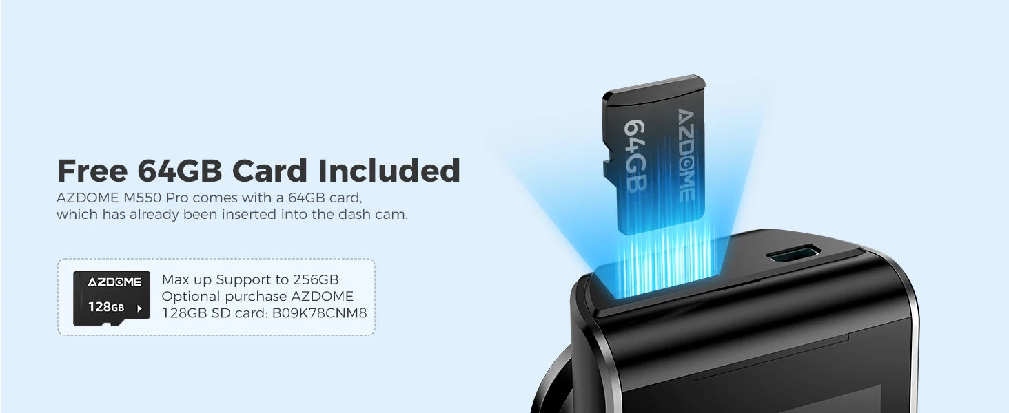 AZDOME M550 Pro 4K Dash Cam with GPS, WiFi & Night Vision