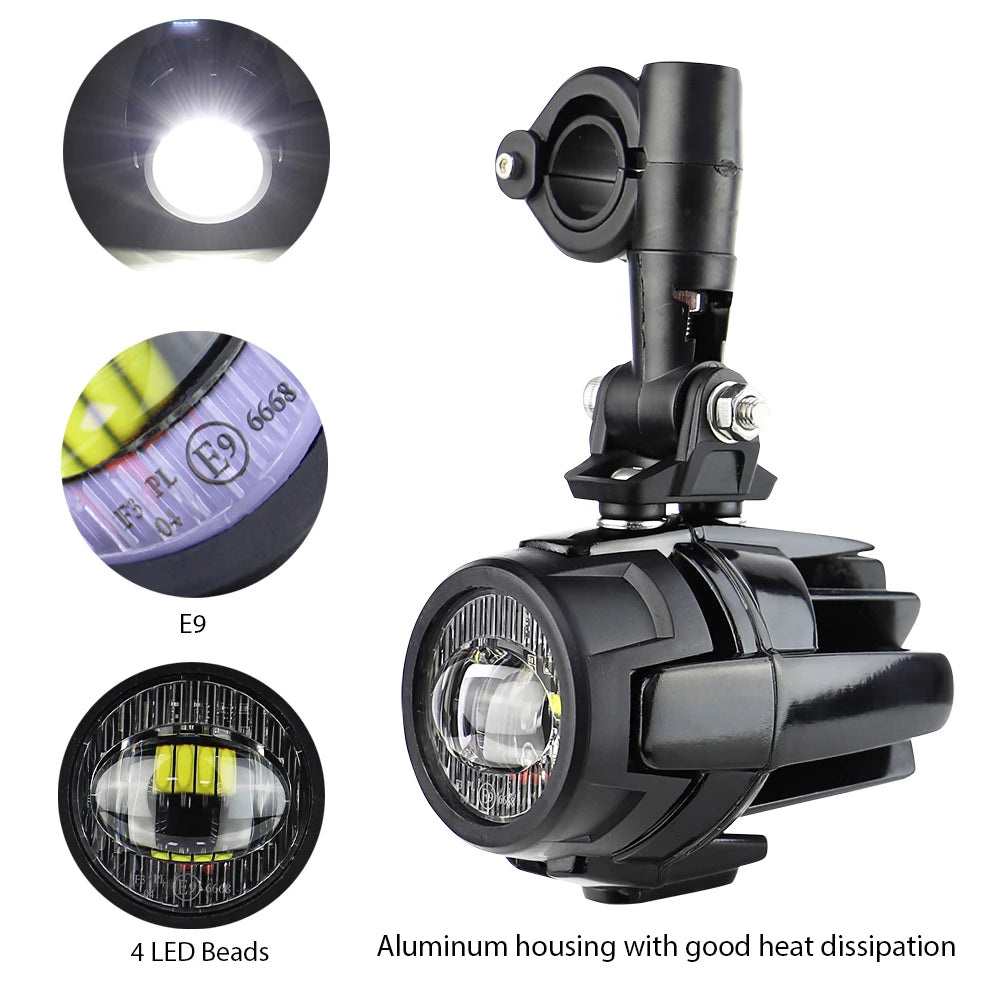High-Performance Auxiliary LED Fog Lights for BMW R1200GS F800GS K1600 & Universal Motorcycles | 40W 6000K