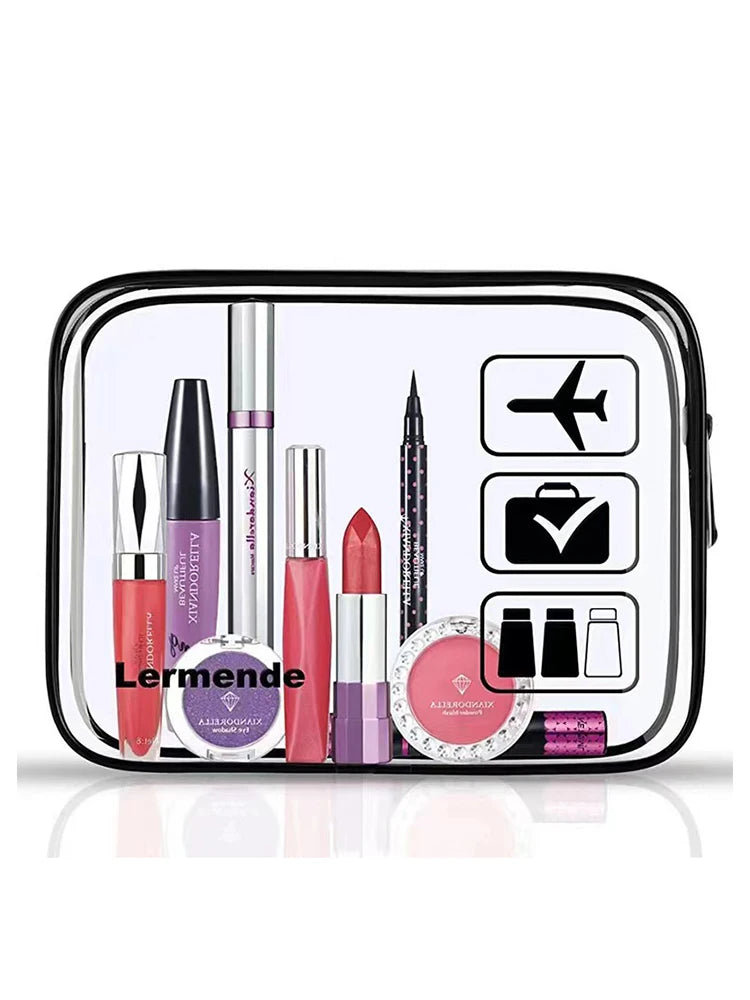 Vabena 3 Pcs Clear Travel Toiletry Bags - Airport Compliant Cosmetic Pouches
