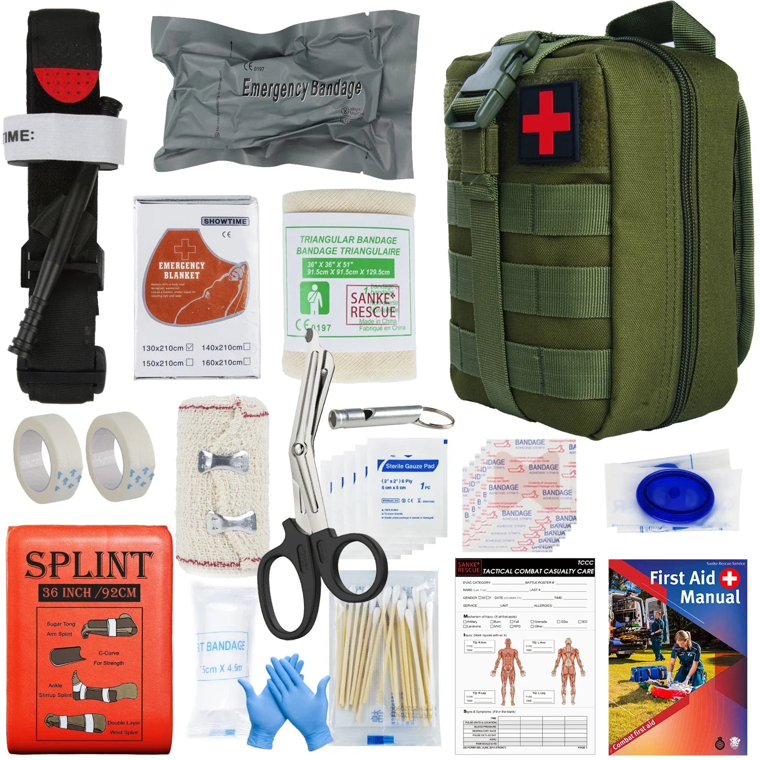 Tactical IFAK First Aid Survival Kit - 18 EMT Emergency Items MOLLE Pouch