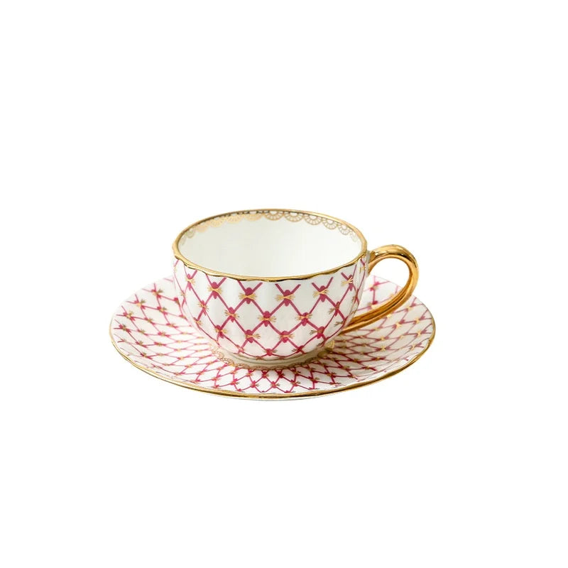 Nordic Bone China Coffee Cup with Gold Handle - Elegant Porcelain Mug