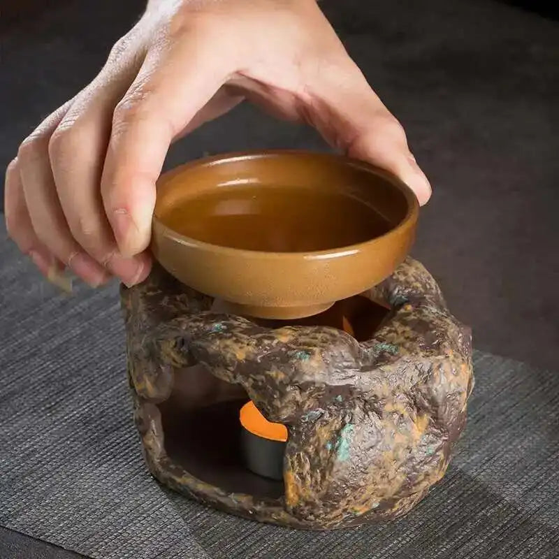 Retro Japanese Stoneware Tea Warmer & Essential Oil Burner - Home Decor
