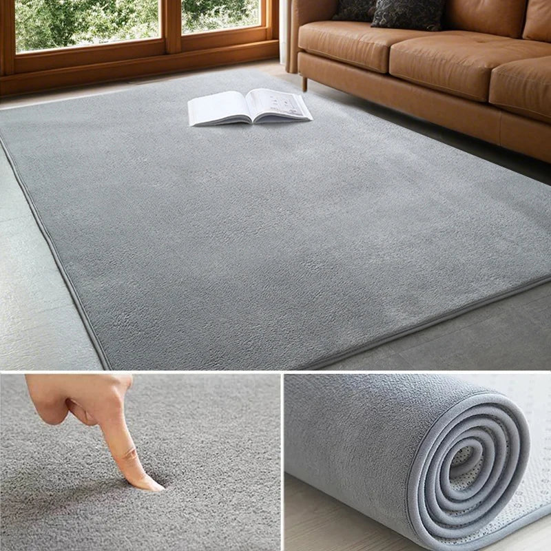 VIKAMA Modern Coral Velvet Carpet - Soft Non-Slip Living Room & Bedroom Mat
