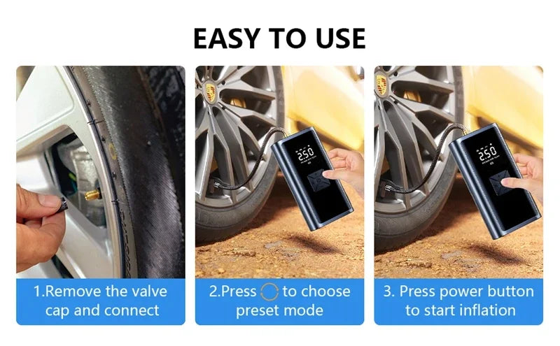 YIJU 150psi Wireless Portable Tire Inflator for Cars & Bikes